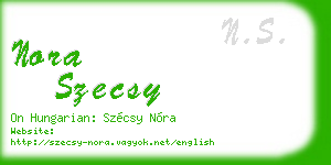 nora szecsy business card