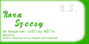 nora szecsy business card